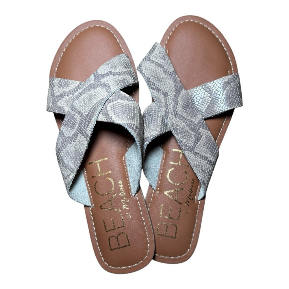 BEACH BY MATISSE Women's Leather Snake Print Sandals Size 9
